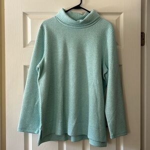 NWT Talbots Teal Bubble Jacquard Quilted Mockneck Pullover - PXL